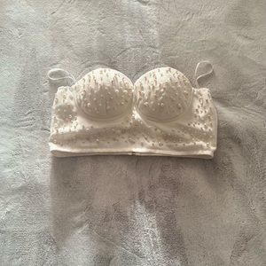 Strapless Pearled B CUP Crop Top